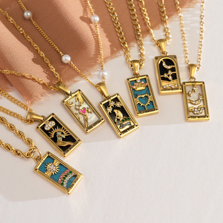 Collier de cartes de tarot Olivenorma « Sun Lovers Star Moon »