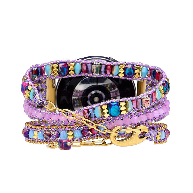 Bracelet Samsung tressé violet avec perles de cristal Olivenorma