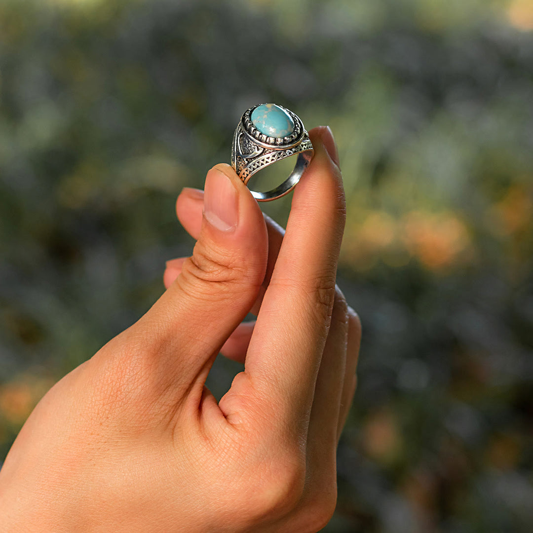 Bague rétro turquoise Olivenorma pour homme - image 3