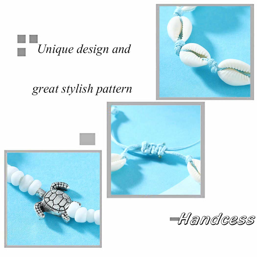 Bracelet de cheville en alliage de coquillages et perles de tortue Olivenorma Boho