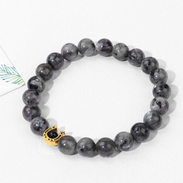 Bracelet pendentif fer à cheval en perles de pierre naturelle Olivenorma de 8 mm