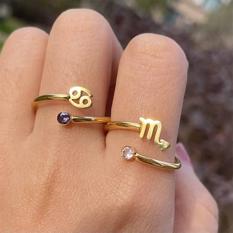 Bague avec pierre de naissance du zodiaque Olivenorma