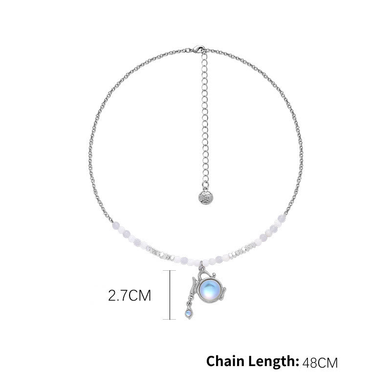 Collier pendentif en alliage avec pierre de lune et zodiaque Olivenorma