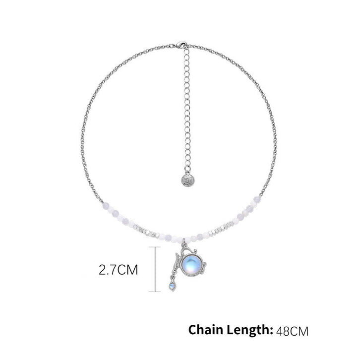 Collier pendentif en alliage avec pierre de lune et zodiaque Olivenorma