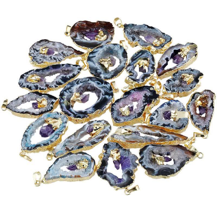Collier en géode d'agate naturelle Olivenorma