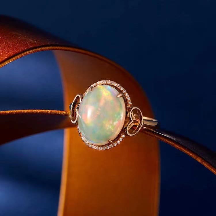 Bague ajustable Olivenorma Big Opal Side Love Design