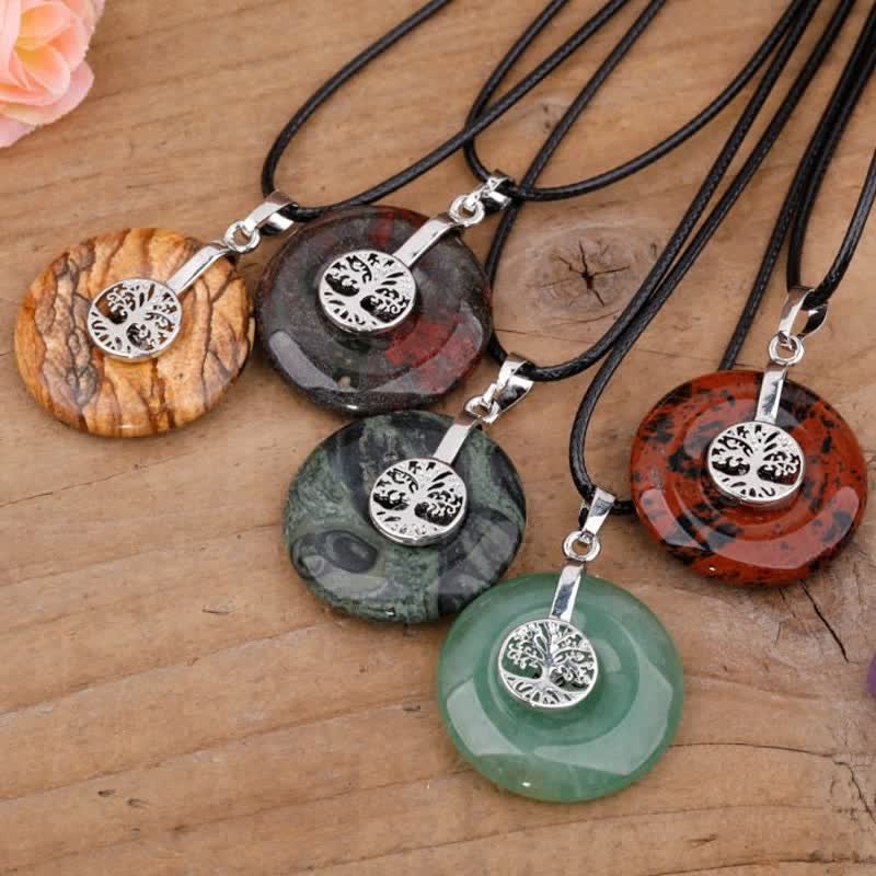 Collier Arbre de vie avec boucle de paix en cristal naturel Olivenorma