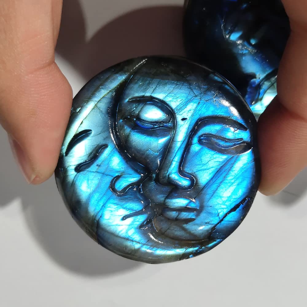 Ornements de visage de lune en labradorite naturelle Olivenorma Décoration en pierres précieuses