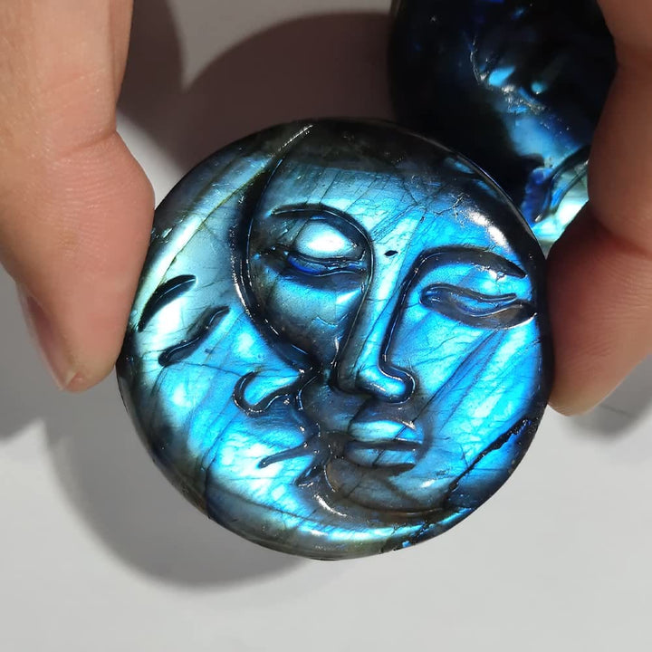 Ornements de visage de lune en labradorite naturelle Olivenorma Décoration en pierres précieuses
