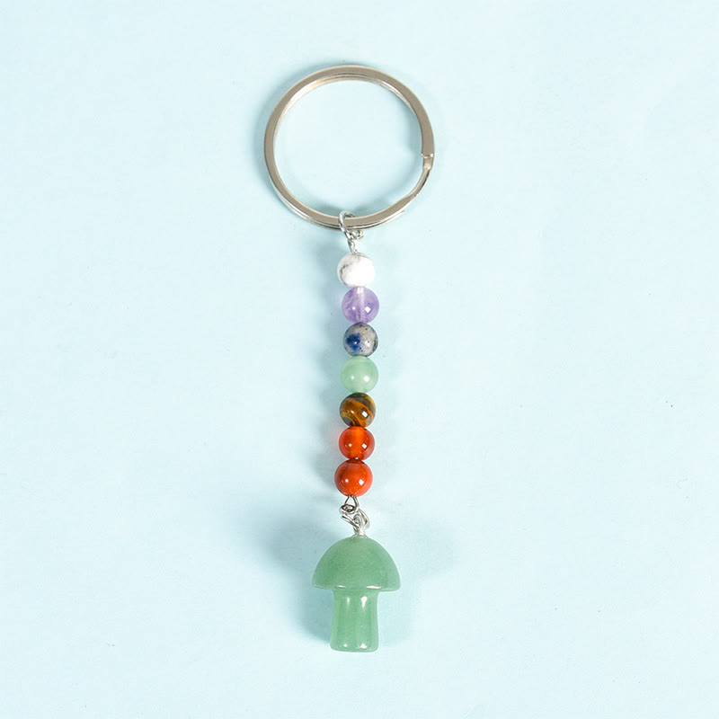 Porte-clés en perles de cristal de chakra en forme de champignon Olivenorma