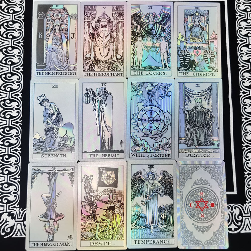 Cartes de tarot Olivenorma bronzantes en feuille d'or brillantes au laser