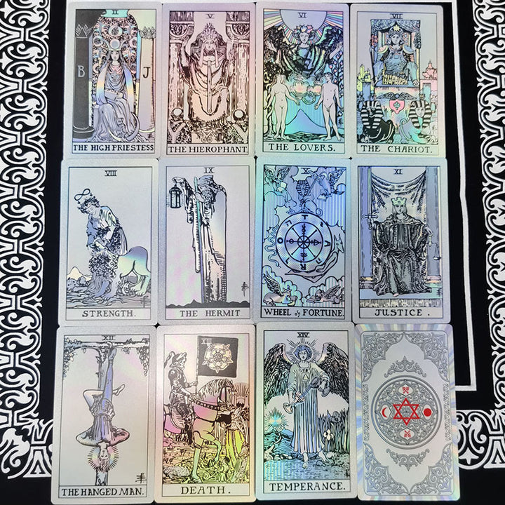 Cartes de tarot Olivenorma bronzantes en feuille d'or brillantes au laser