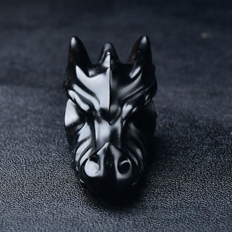 Décoration en pierre précieuse de crâne de dragon de 3,2 pouces Olivenorma