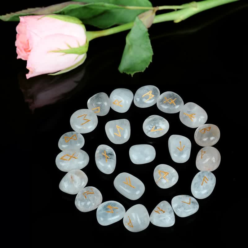 Alphabet runique Olivenorma Pierre graphique sculptée Équilibre Décoration de pierres précieuses