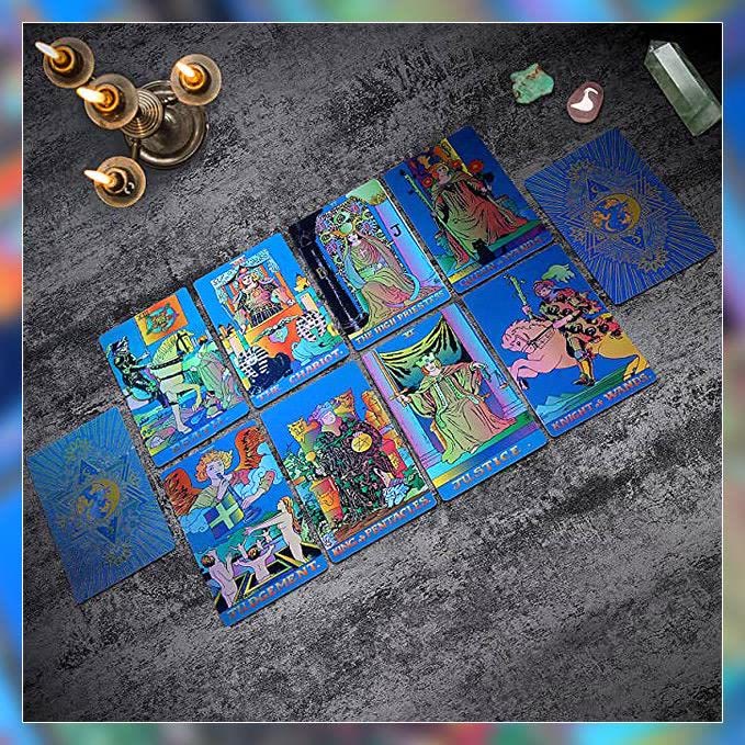 Cartes de tarot Olivenorma Green Blue Moon en feuille d'or
