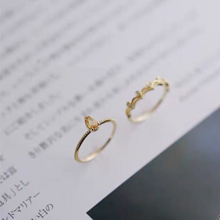 Bague ajustable en dentelle délicate avec zircon citrine Olivenorma