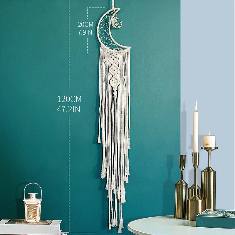 Attrape-rêves en corde de coton tressée avec arbre de vie en cristal Olivenorma