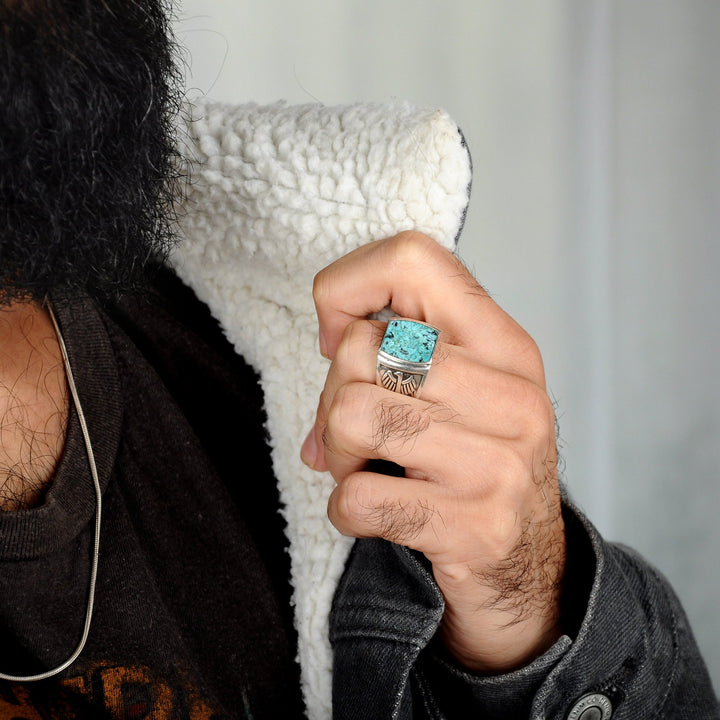 Bague homme aigle turquoise