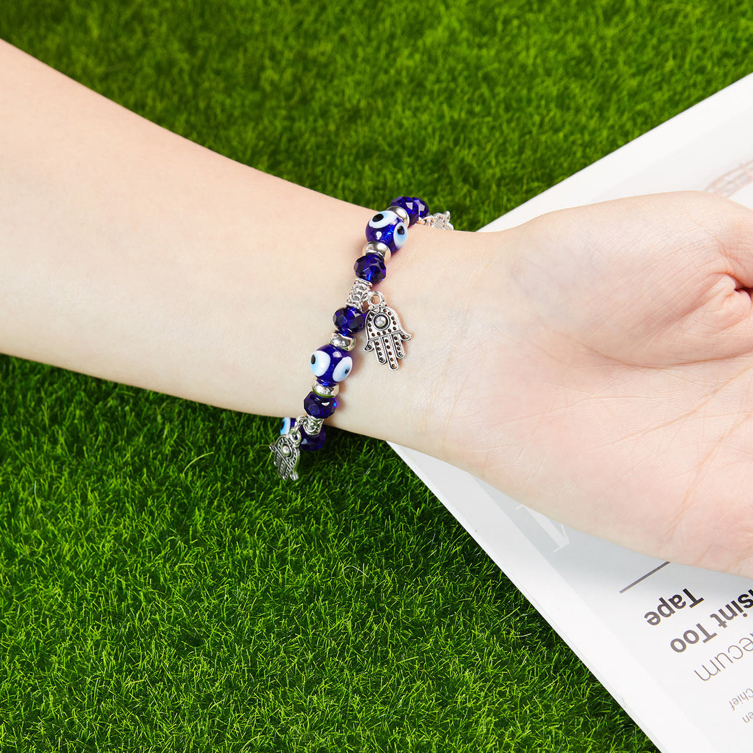 Bracelet pendentif Hamsa mauvais œil en époxy et zircon Olivenorma