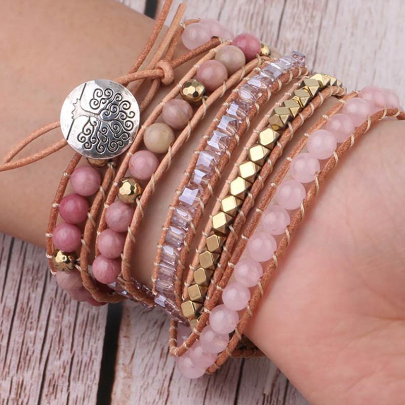 Bracelet en pierre de quartz rose Olivenorma