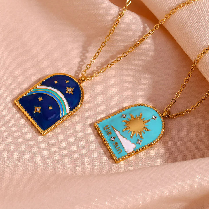 Collier de Tarot Olivenorma Blue Evil Eye Galaxy Sun