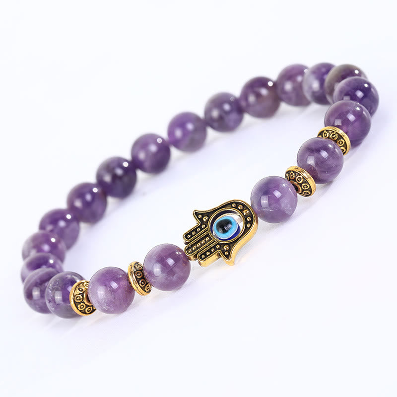 Bracelet Hamsa en perles de cristal naturel Olivenorma