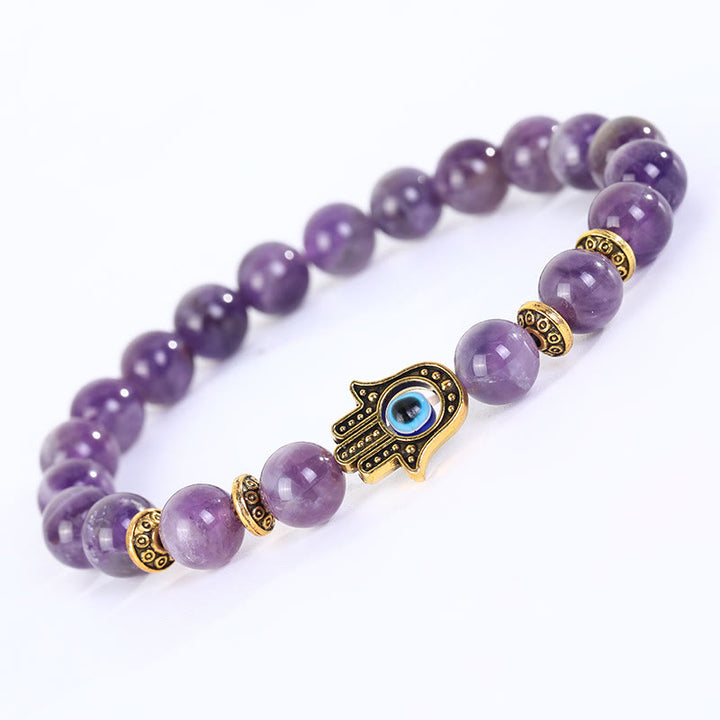 Bracelet Hamsa en perles de cristal naturel Olivenorma