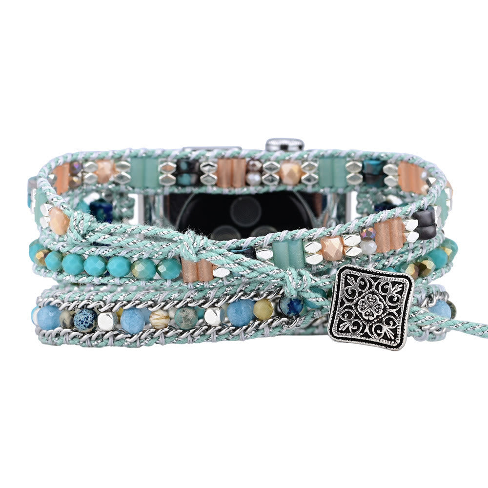 Bracelet de montre Apple en perles de cristal vert menthe Olivenorma