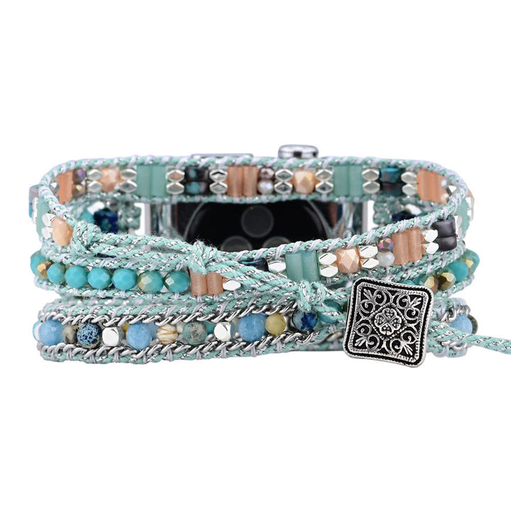 Bracelet de montre Apple en perles de cristal vert menthe Olivenorma