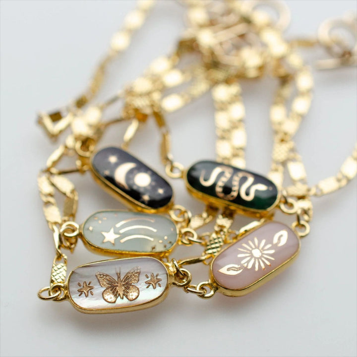 Bracelet d'amour en pierre naturelle avec papillon, étoile, lune et amour Olivenorma