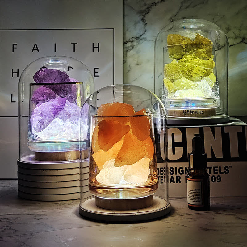 Lampe d'aromathérapie en cristal de pierre avec diffuseur sans feu Olivenorma