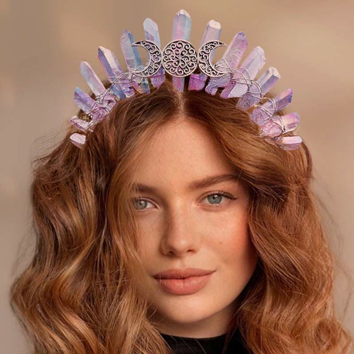 Couronne de cristal de lune féerique en fluorite Olivenorma