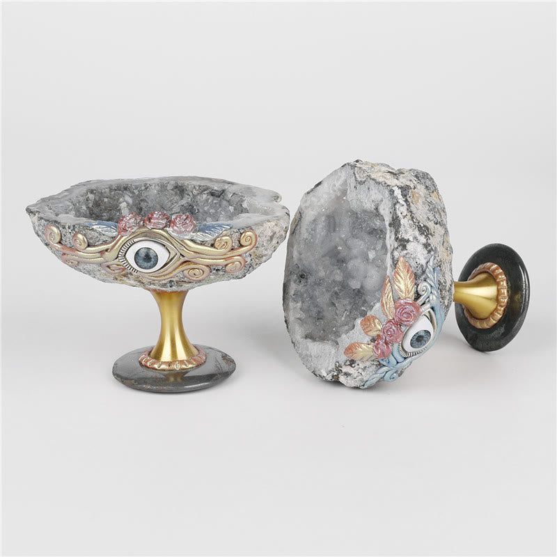 Géode de cristal naturel Olivenorma Décoration Saint Graal Mauvais œil