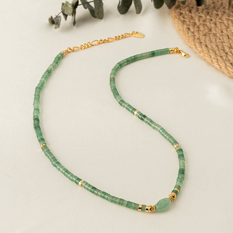 Collier de perles fait main en pierre naturelle d'aventurine verte Olivenorma