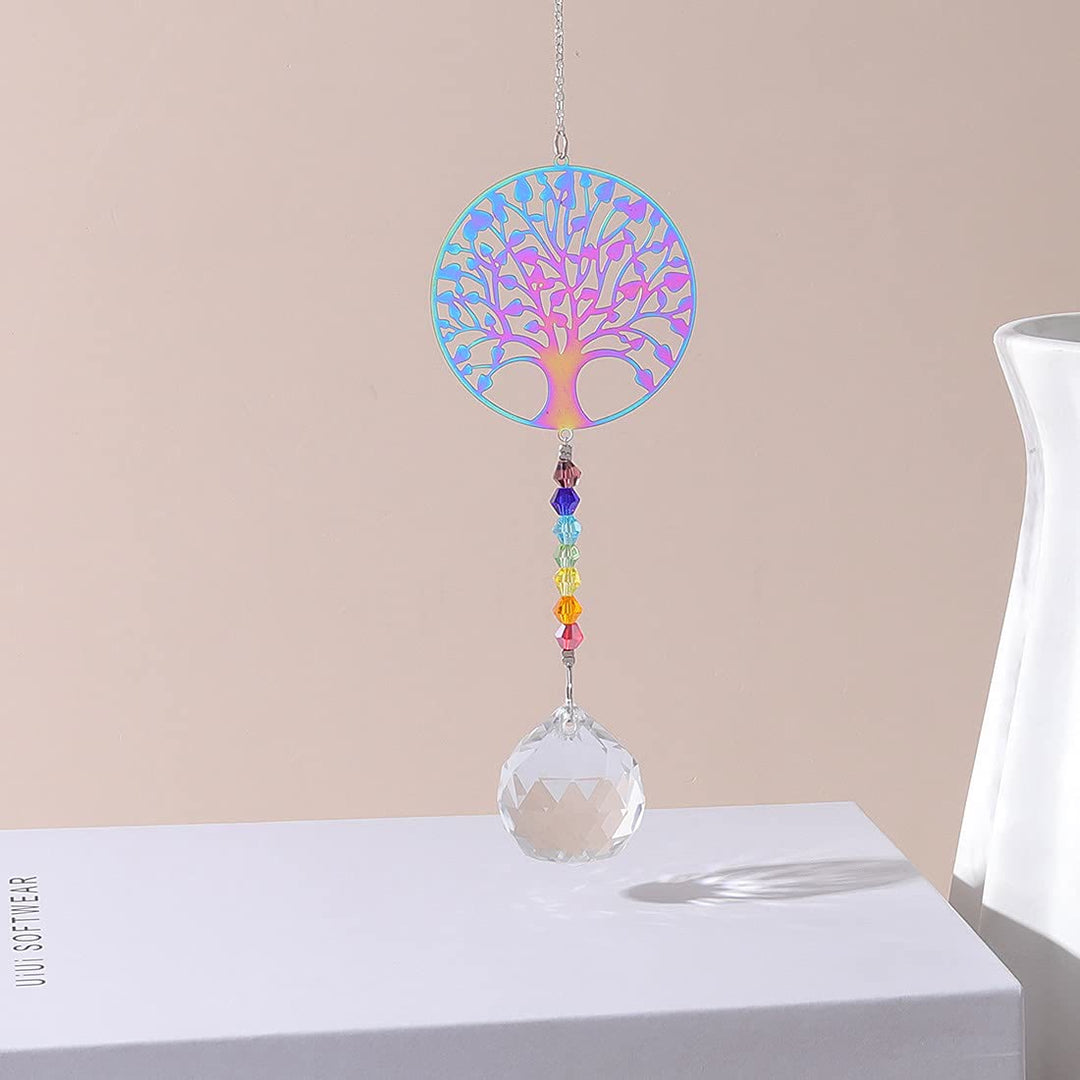 Carillon éolien à suspendre en cristal transparent avec perles chakra Olivenorma