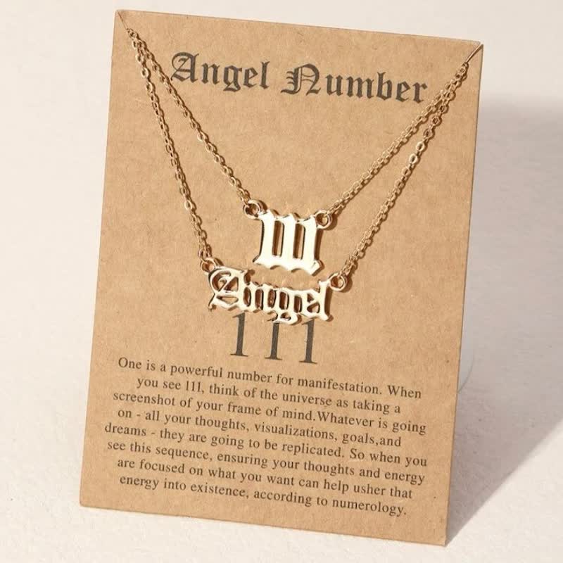 Collier double délicat avec chiffres et anges Olivenorma