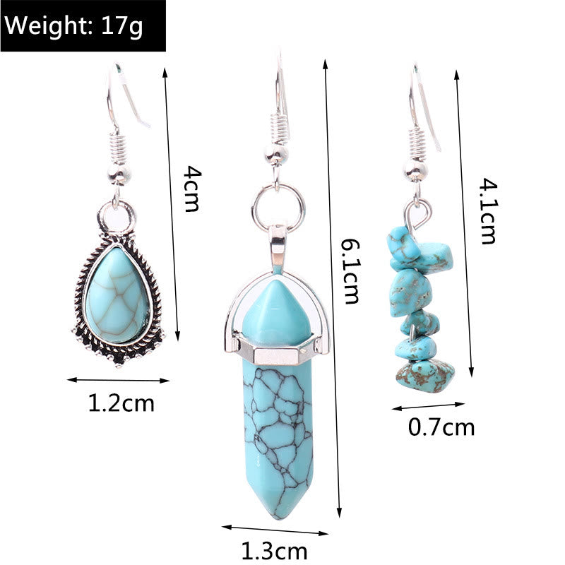 Ensemble de boucles d'oreilles et collier multicouches en turquoise Olivenorma