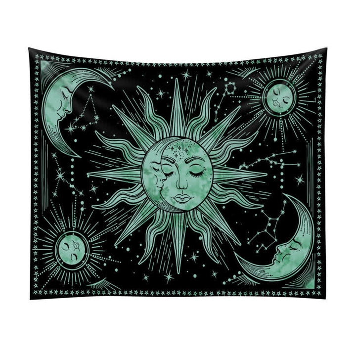 Tapisserie murale à suspendre style rétro avec motif soleil et lune de Olivenorma