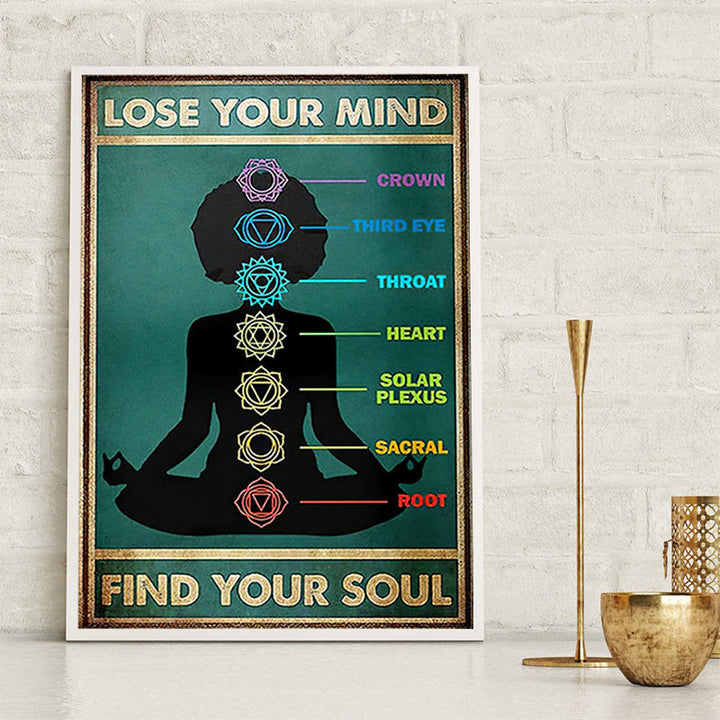 Affiche décorative Olivenorma Chakra Yoga « PERDEZ VOTRE ESPRIT, TROUVEZ VOTRE ÂME »