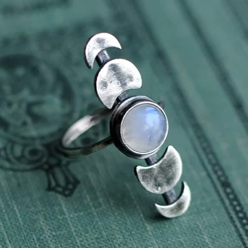 Bague d'énergie féminine en pierre de lune croissant Olivenorma