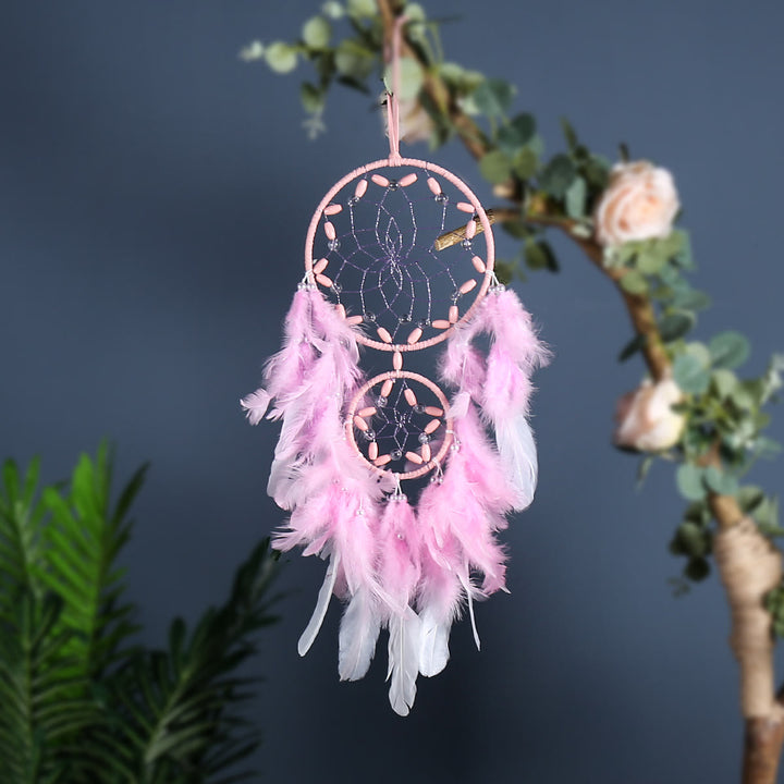 Attrape-rêves en perles de bois acryliques roses Olivenorma