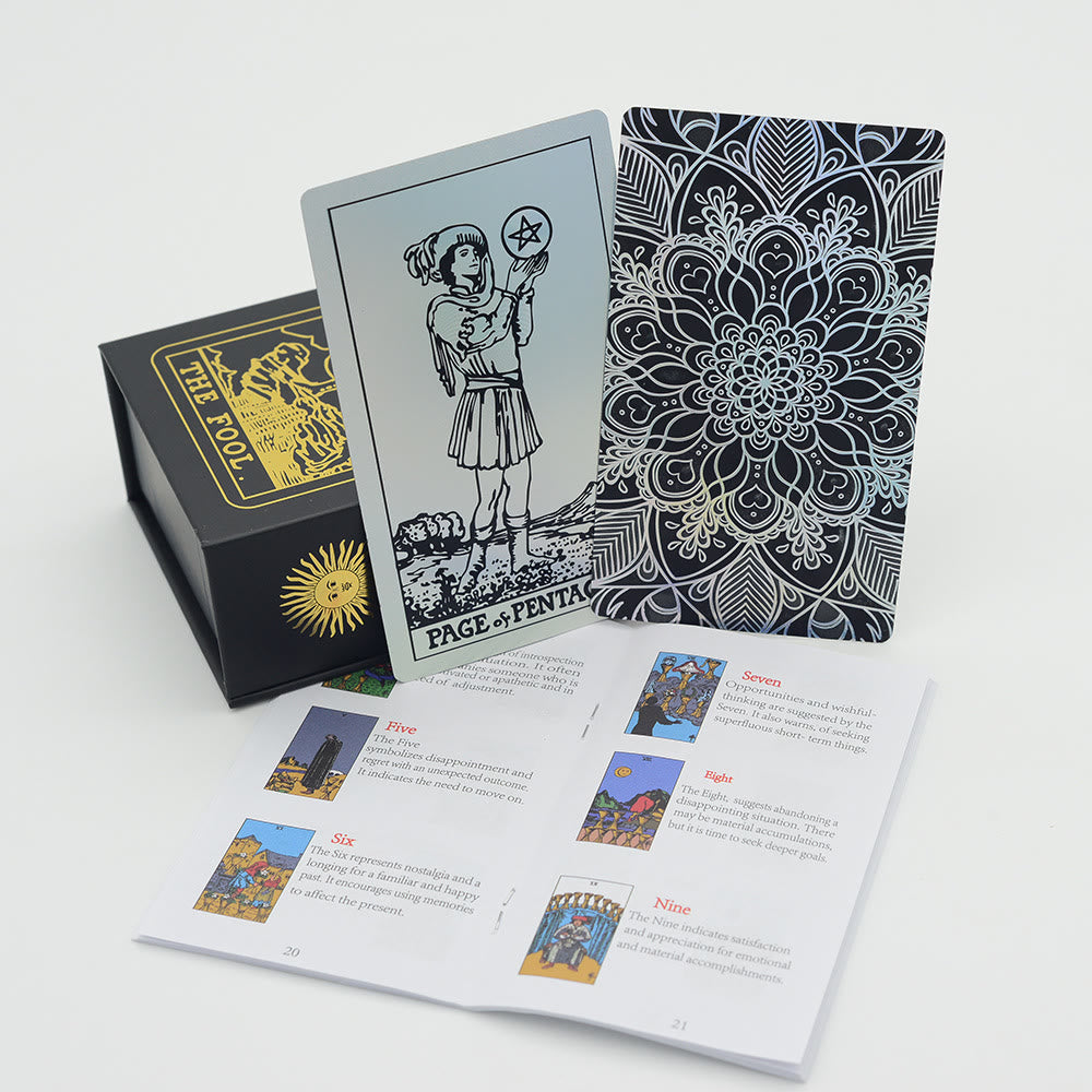 Cartes de tarot Olivenorma bronzantes en feuille d'or brillantes au laser