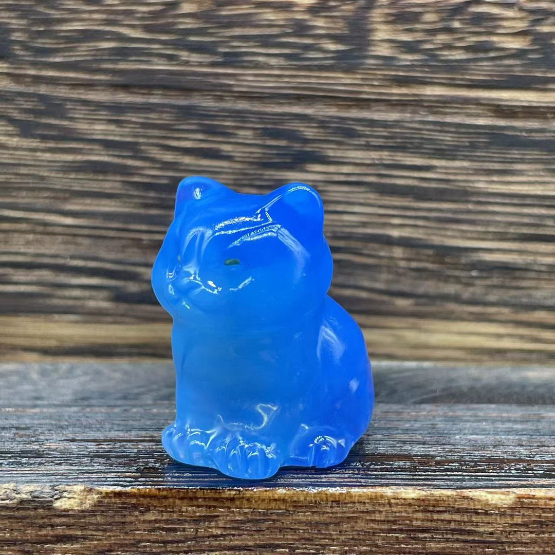 Décoration en pierre précieuse en forme de chaton mignon de 1,2 pouce en pierre naturelle Olivenorma