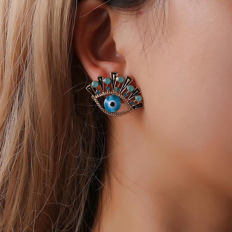 Olivenorma « Eye of Doom » - Boucles d'oreilles paon créatives en saphir