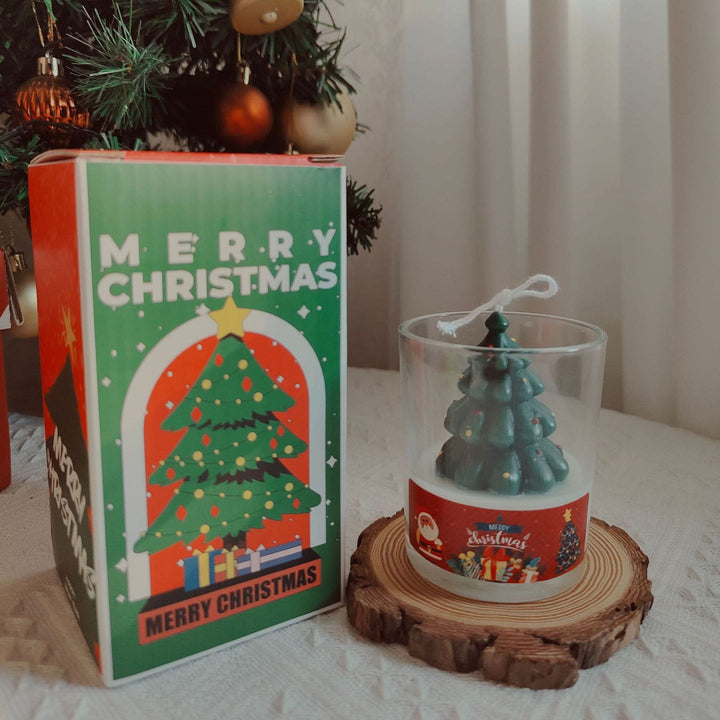 Bougie de Noël en forme de tasse de Père Noël, bonhomme de neige et élan Olivenorma