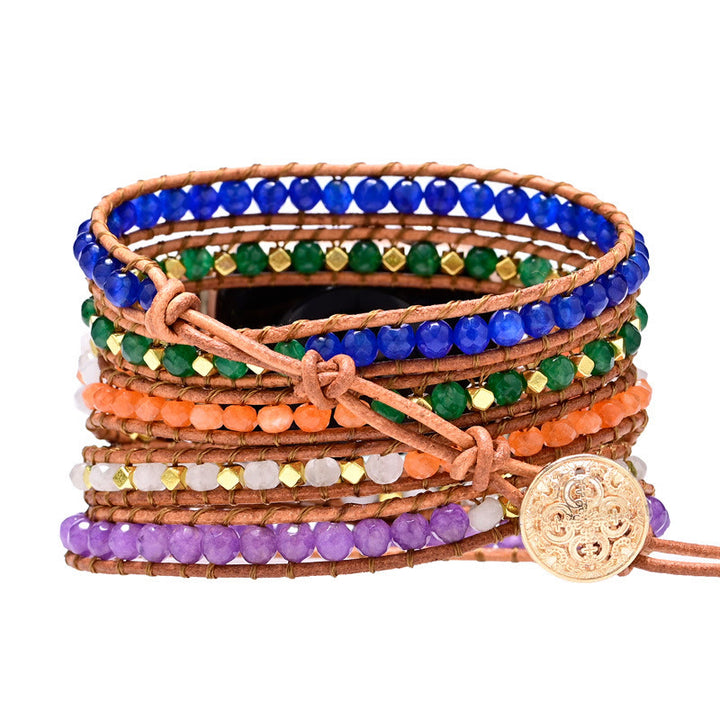 Bracelet de montre Apple tissé à la main en perles de cristal naturel Olivenorma