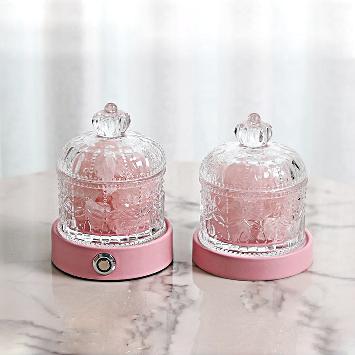 Lampe d'aromathérapie en cristal transparent amazonite et quartz rose Olivenorma