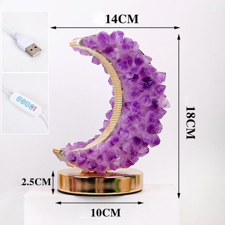 Lampe en cristal de lune en fluorite bleue et améthyste Olivenorma