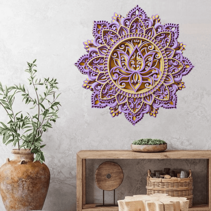 Peinture murale 3D Mandala Lotus Bleu Olivenorma