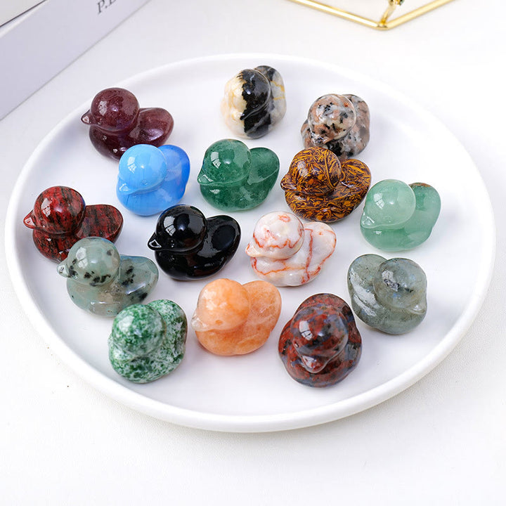 Décoration en pierre précieuse sculptée en forme de canard en cristal de quartz Olivenorma de 1,2 pouce